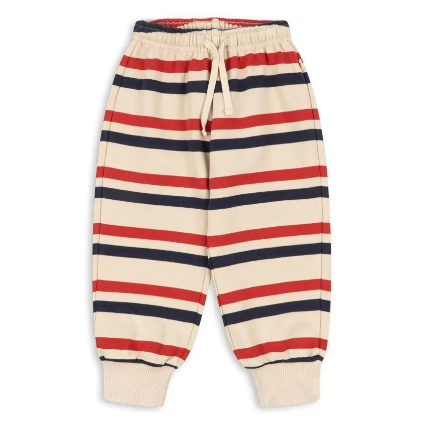 Konges Sløjd - Loupy Striped Organic Cotton Jogger Pants | Beige