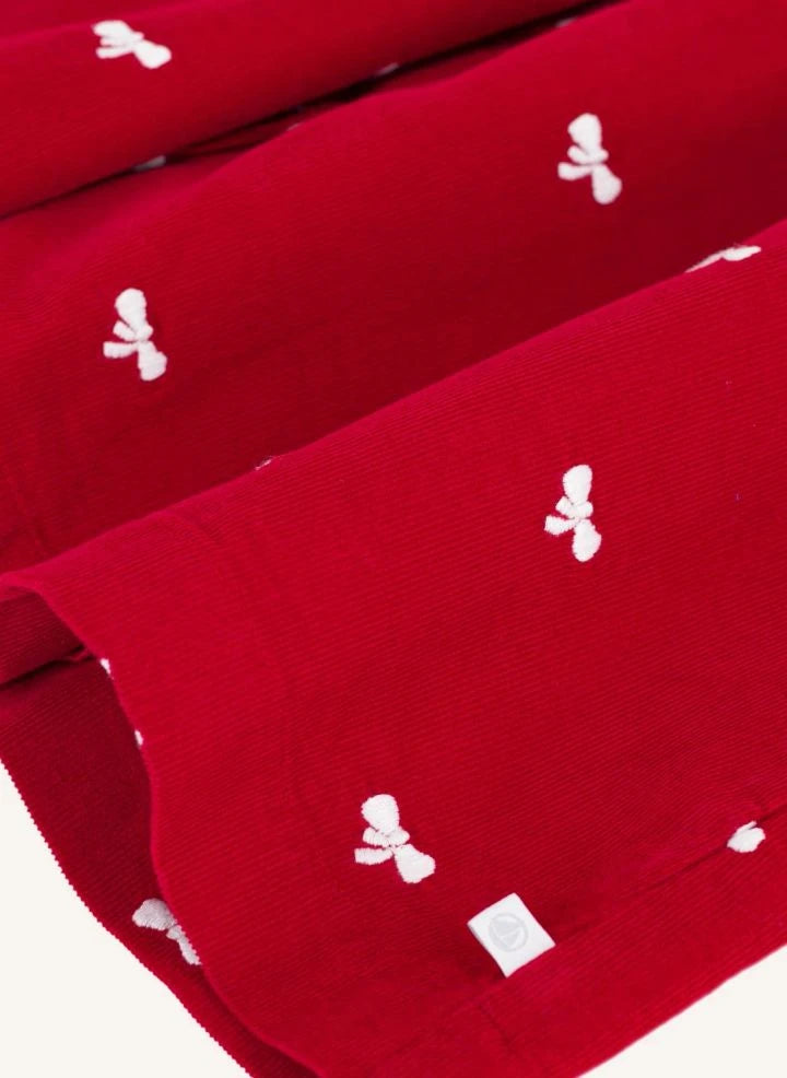 Petit Bateau - Organic Cotton Velvet Knot Dress | Red
