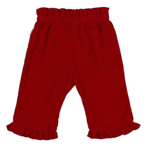 Búho - Soft Velvet Ruffled Pants | Cherry Red