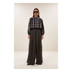 By Bar - Jacquard Checkered Blouse | Navy