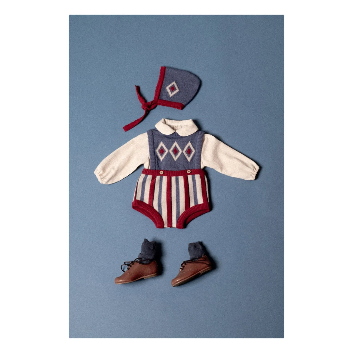 birinit - Blue Argyle jumpsuit