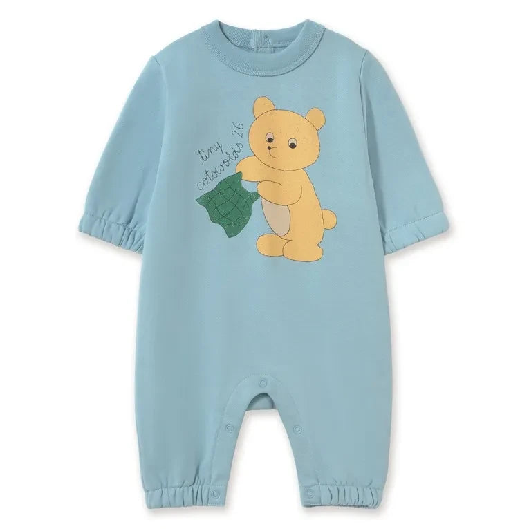 Tinycottons - Organic Cotton Teddy Bear Romper | Light Blue