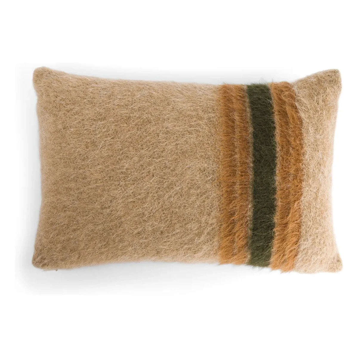 The Socialite Family - Carino Rectangular Cushion in Striped Mohair Fabric | Brown