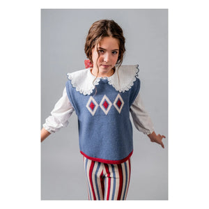 birinit - Sleeveless Argyle Merino Wool Sweater | Blue