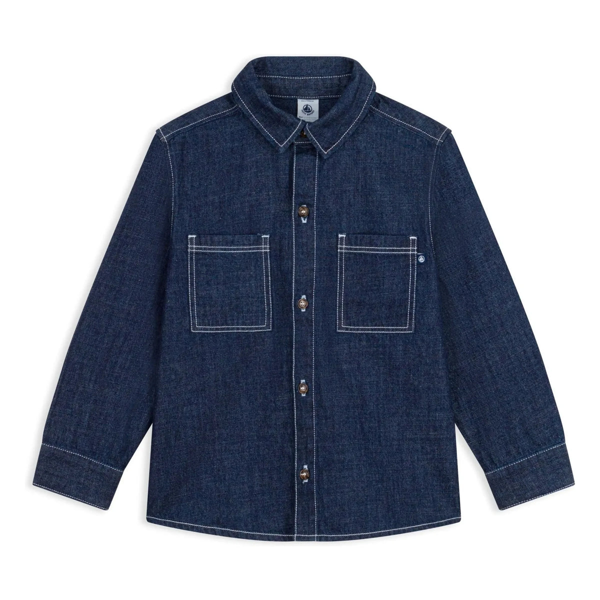 Petit Bateau - Organic Cotton Denim Slim Fit Shirt | Dark Blue
