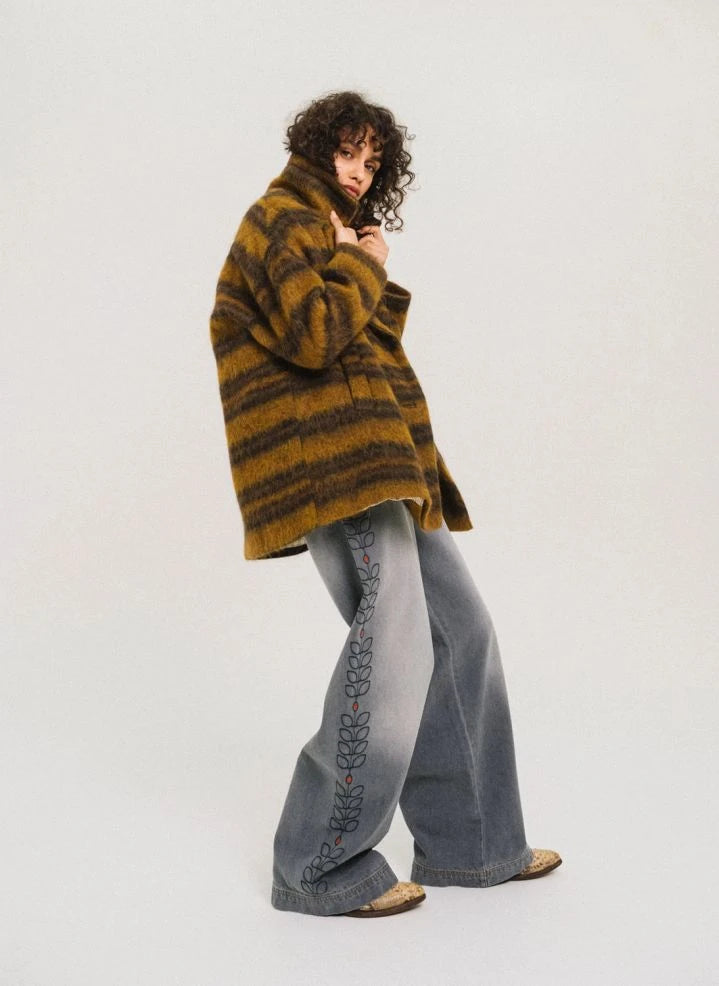Tinsels - Bastille Striped Coat | Mustard