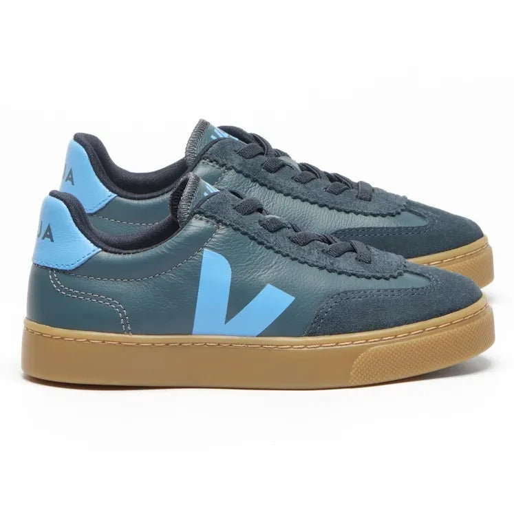 Veja - Elastic Lace Sports Shoes Small Volley Leather O.T | Blue