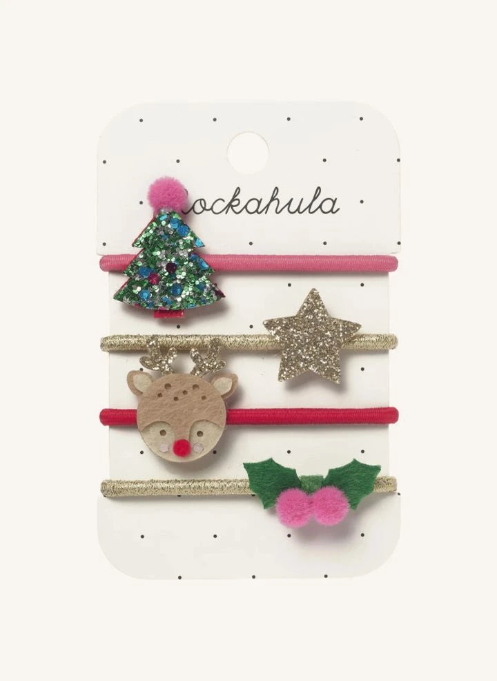 Rockahula Kids - 4-Piece Festive Christmas Hair Clip Set | Green
