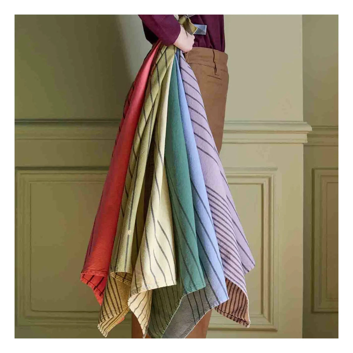 La cerise sur le gâteau - Piero Organic Cotton Striped Kitchen Towel | Coral
