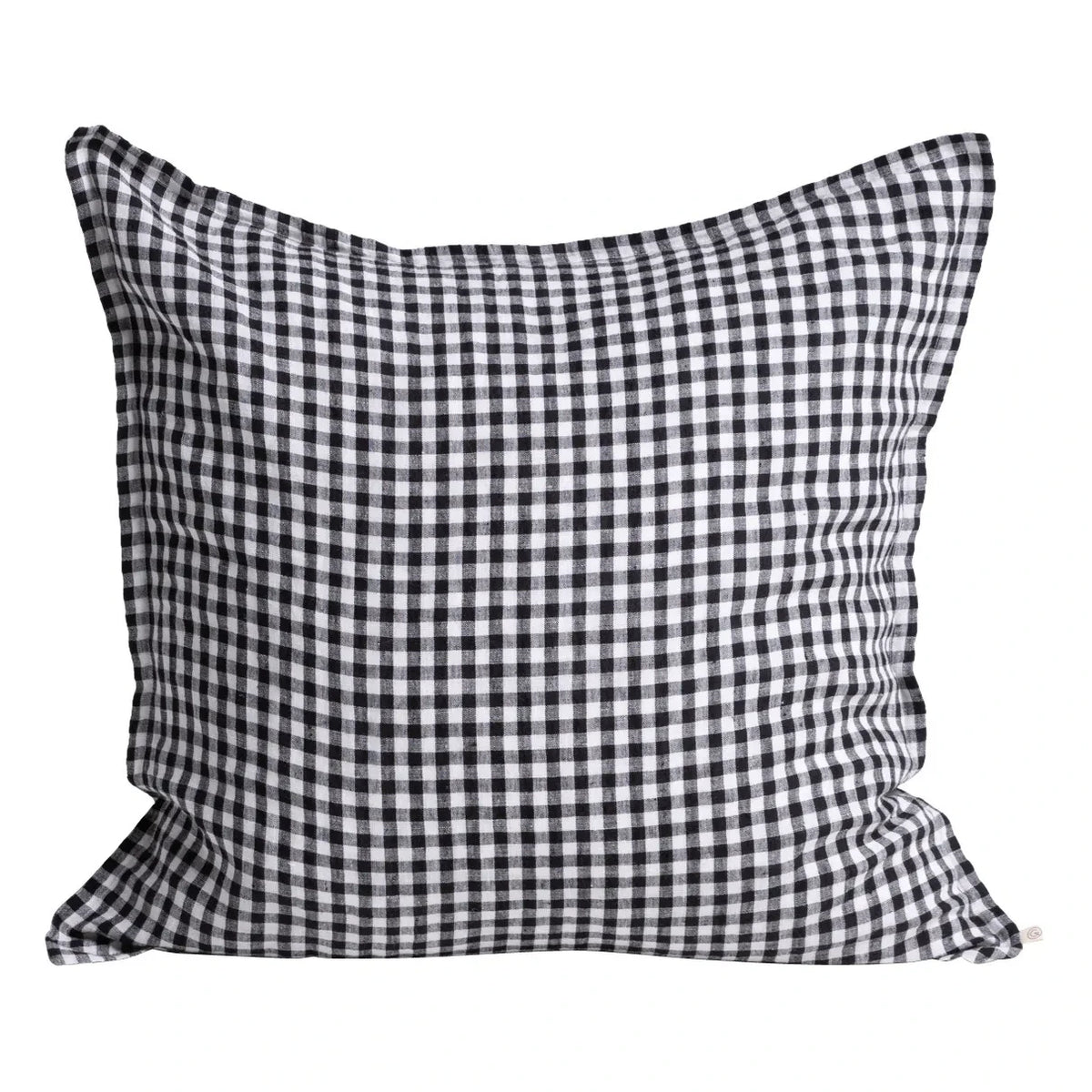 Gabrielle Paris - Gingham Washed Linen Pillowcase | Black