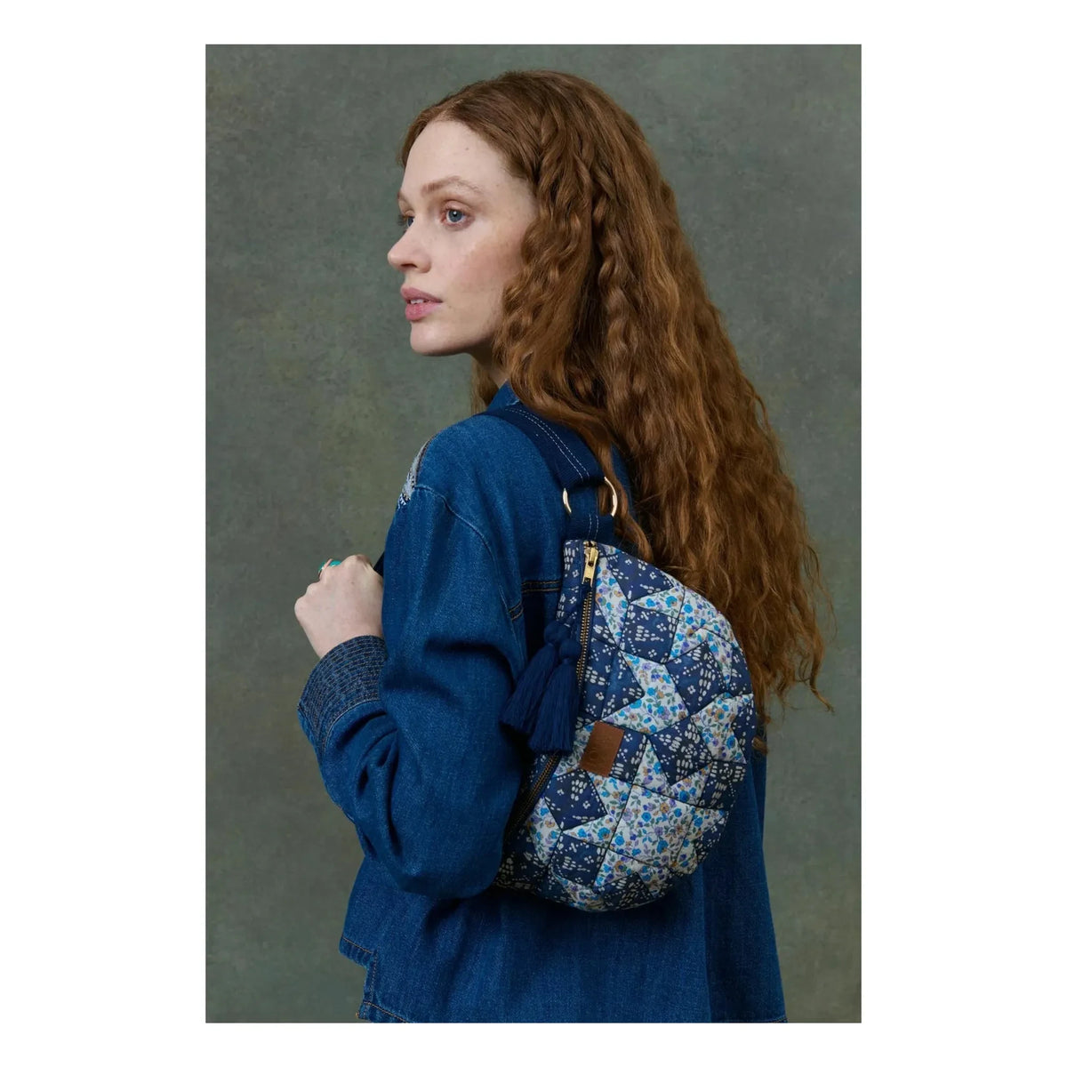Louise Misha - Gaby Midnight Star Patchwork Organic Cotton Sac Banane - Women's Collection | Blue