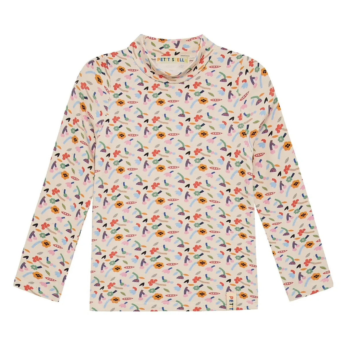 Petit Stella - Pima Cotton and Modal Floral Print Turtleneck | Cream