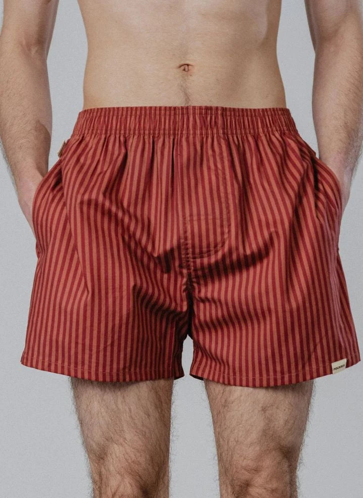 Pockies - Striped Boxer Shorts | Red Ochre