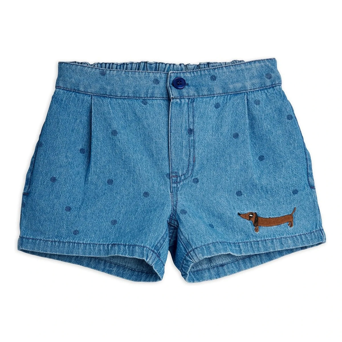 Mini Rodini - Organic Cotton Polka Dot Denim Shorts | Blue