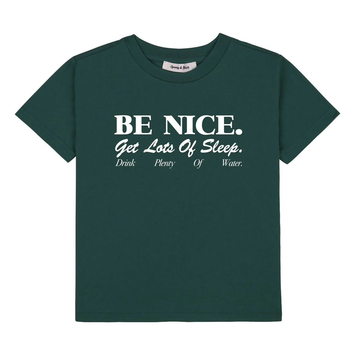 Sporty & Rich - Be Nice T-shirt Made from Recycled Cotton | Dark Green