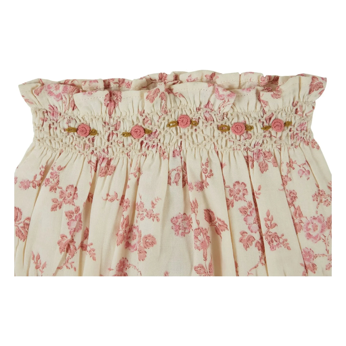 Emile et Ida - Floral Ruffled Bloomer Organic Cotton | Ecru
