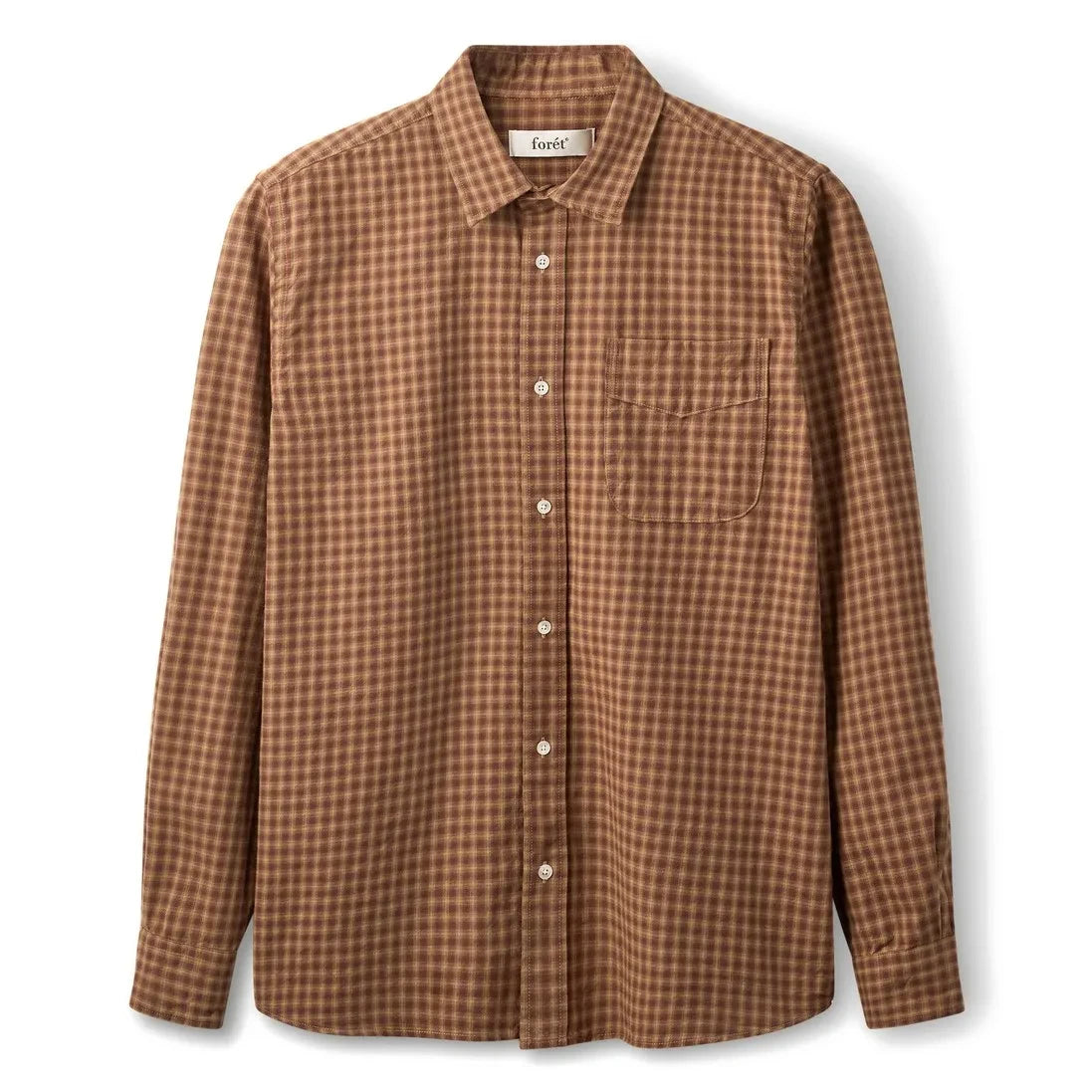 Forét - Ridge Check Flannel Shirt | Rust