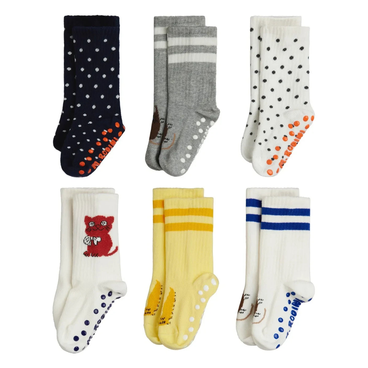 Mini Rodini - 6 Pairs of Organic Cotton Pea Socks Pack | Ecru