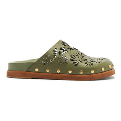 Farm Rio - Anatomically Open Embroidered Leather Mules