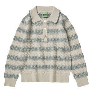 FUB - Ecru Polo Pointelle Extra Fine Knit Merino Wool
