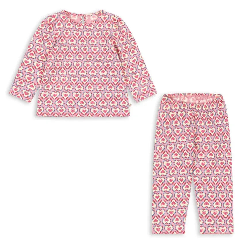 Konges Sløjd - Organic Cotton Heart Pattern Top and Pants Set | Pink