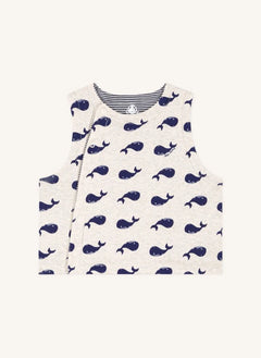 Petit Bateau - Whales Organic Cotton Sleeveless Tank Top | Heather Beige