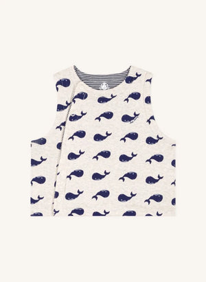 Petit Bateau - Whales Organic Cotton Sleeveless Tank Top | Heather Beige