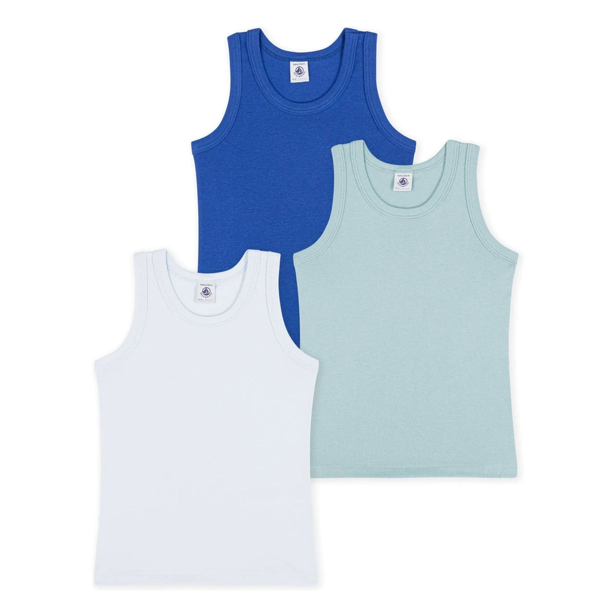 Petit Bateau - 3-Pack Organic Cotton Tank Top Set | Blue
