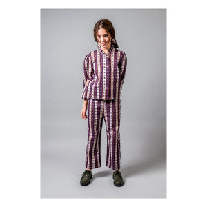 birinit - Montal Flower Patterned Striped Trousers | Purple