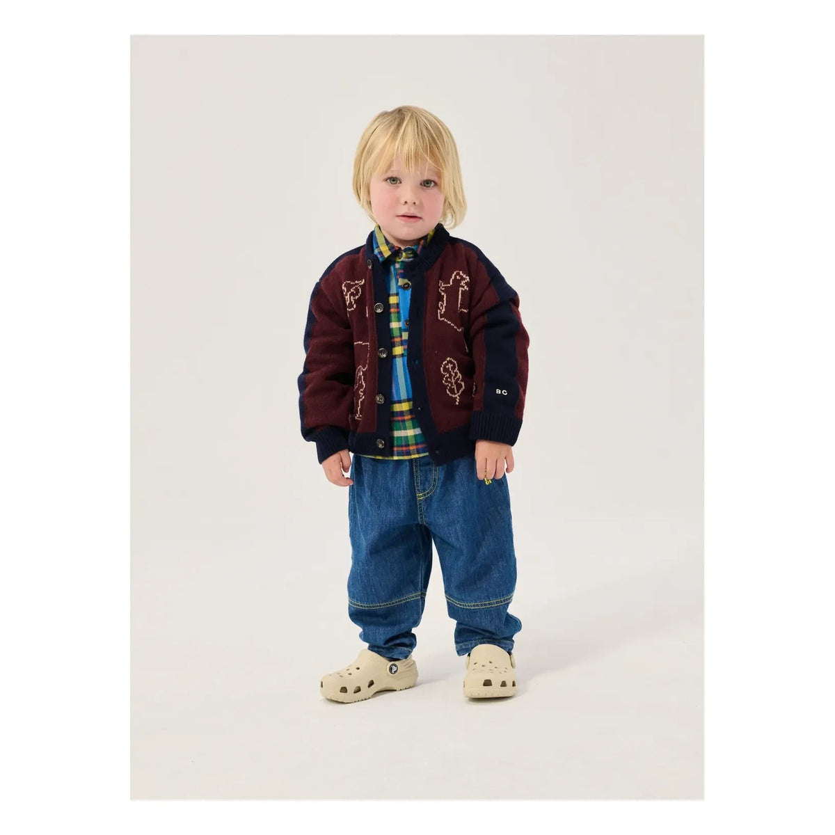 Bobo Choses - Burgundy Baby Wool Squirrel Cardigan