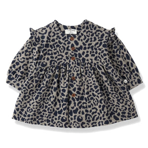 1+ in the family - Matera Leopard Fleece Dress | Dark Blue