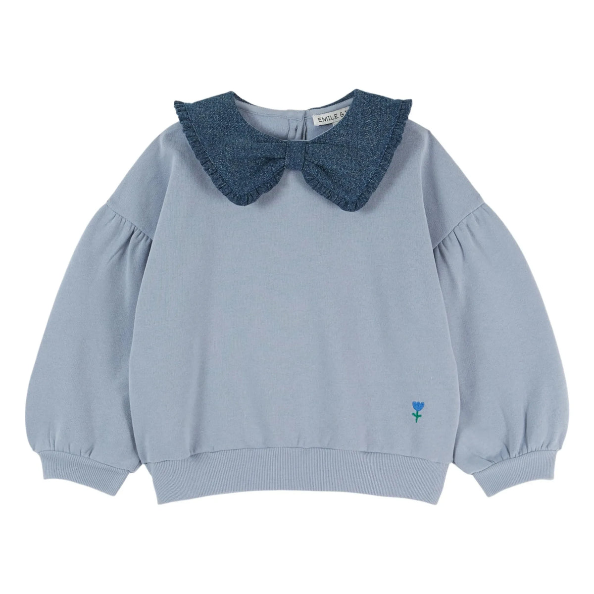 Emile et Ida - Organic Cotton Crew Neck Sweatshirt | Blue