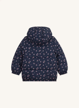 Petit Bateau - Floral Hooded Puffer Jacket | Navy