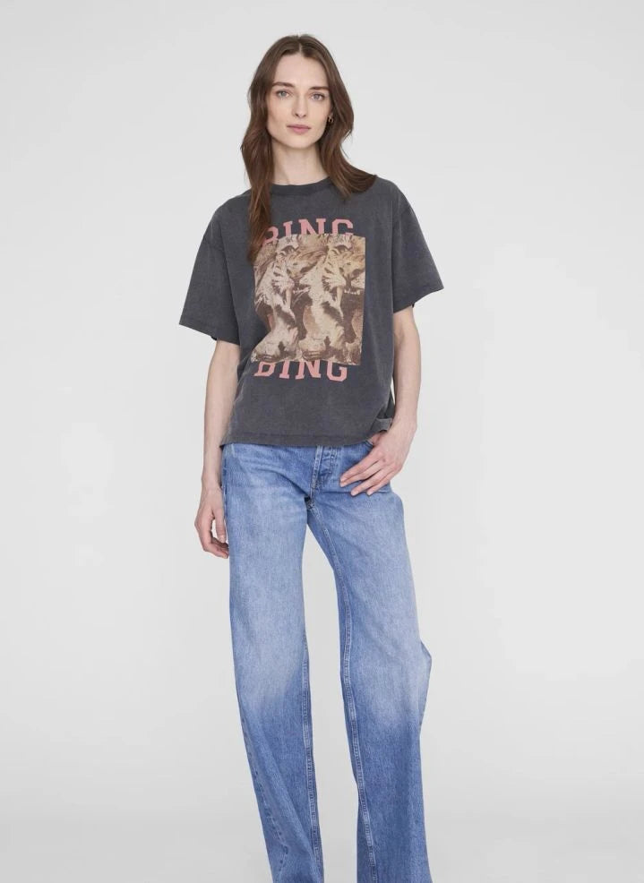 Anine Bing - Cade Tiger Cotton T-Shirt | Black