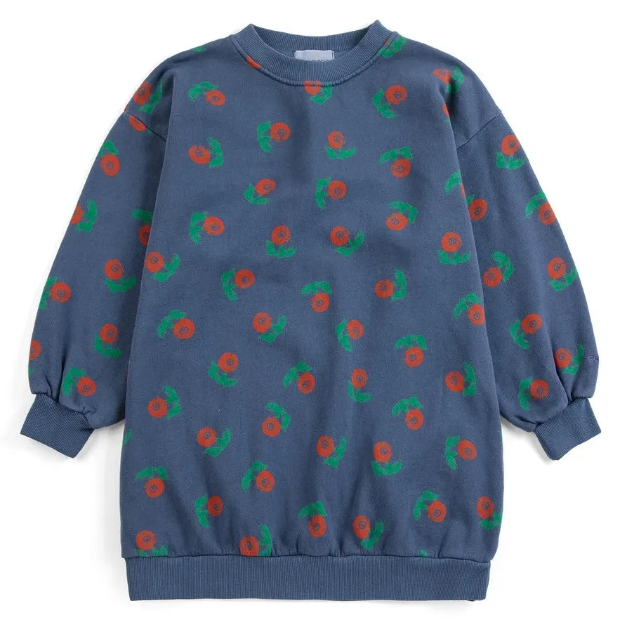 Bobo Choses - Organic cotton floral patterned sweater dress | Navy