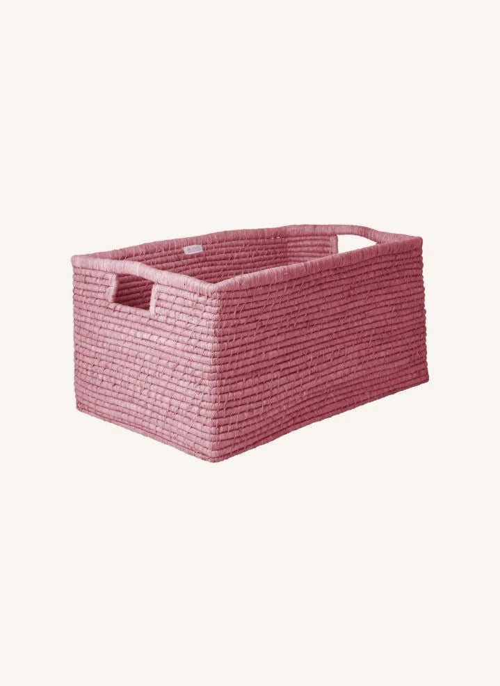 Rice - Pink Raffia Storage Basket