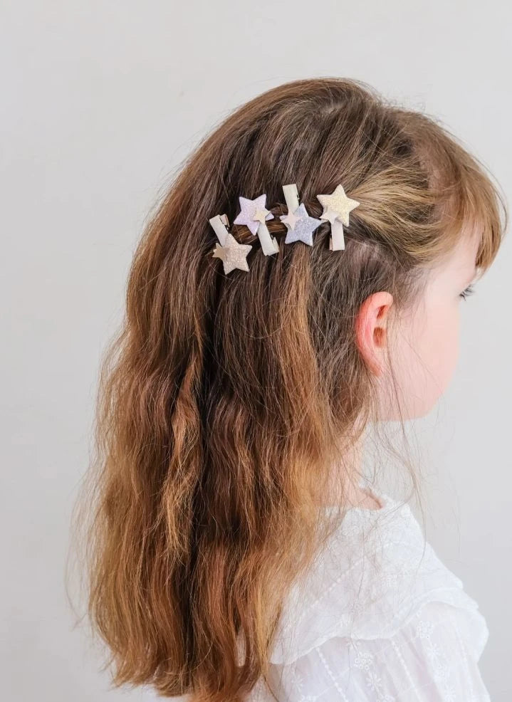 Mimi & Lula - 8-piece Starlight Glitter Hair Clip Set | Pink