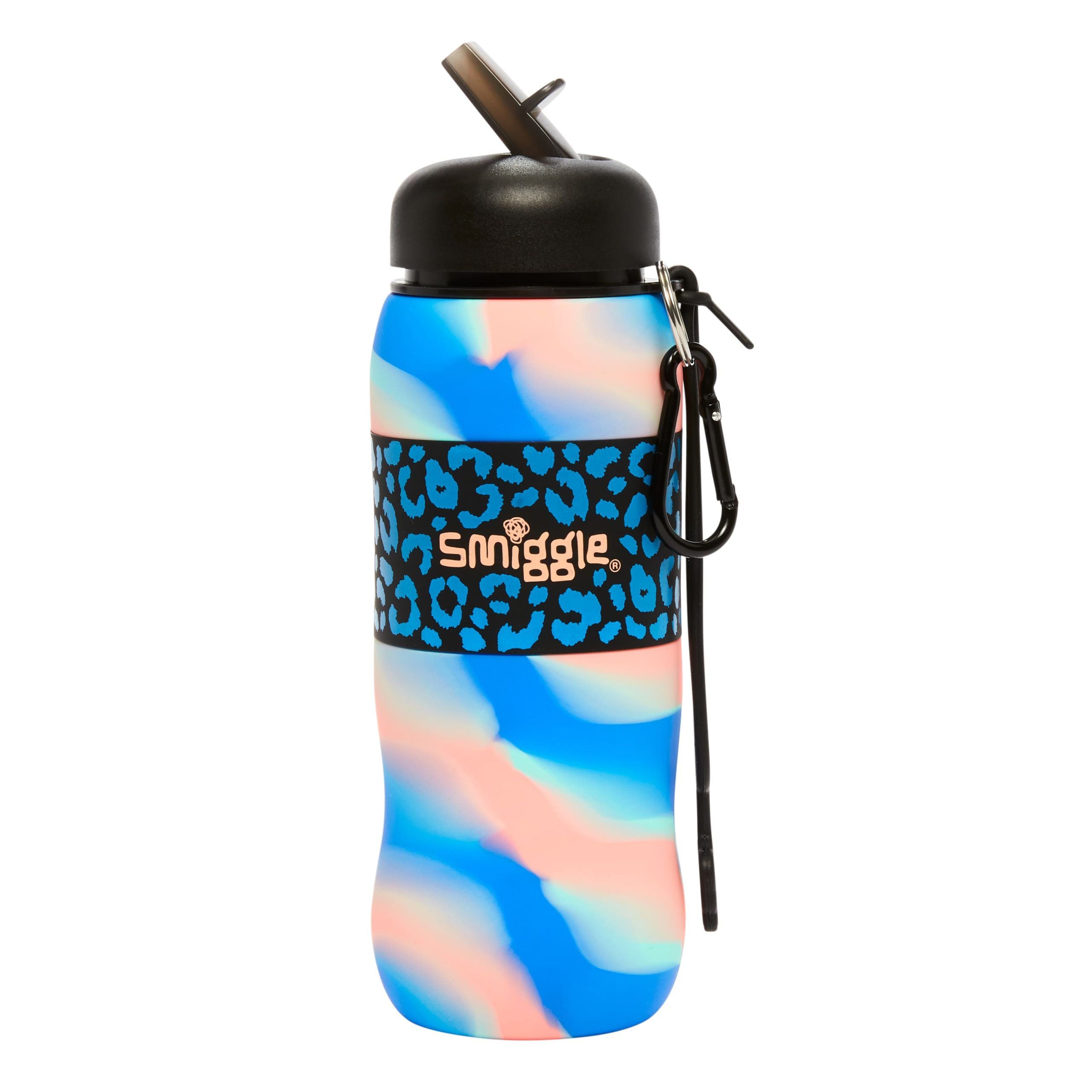 Smiggle - Illusion Roll Silikon Katlanabilir Pipetli 600ML BPA İçermeyen Suluk-Dinossi