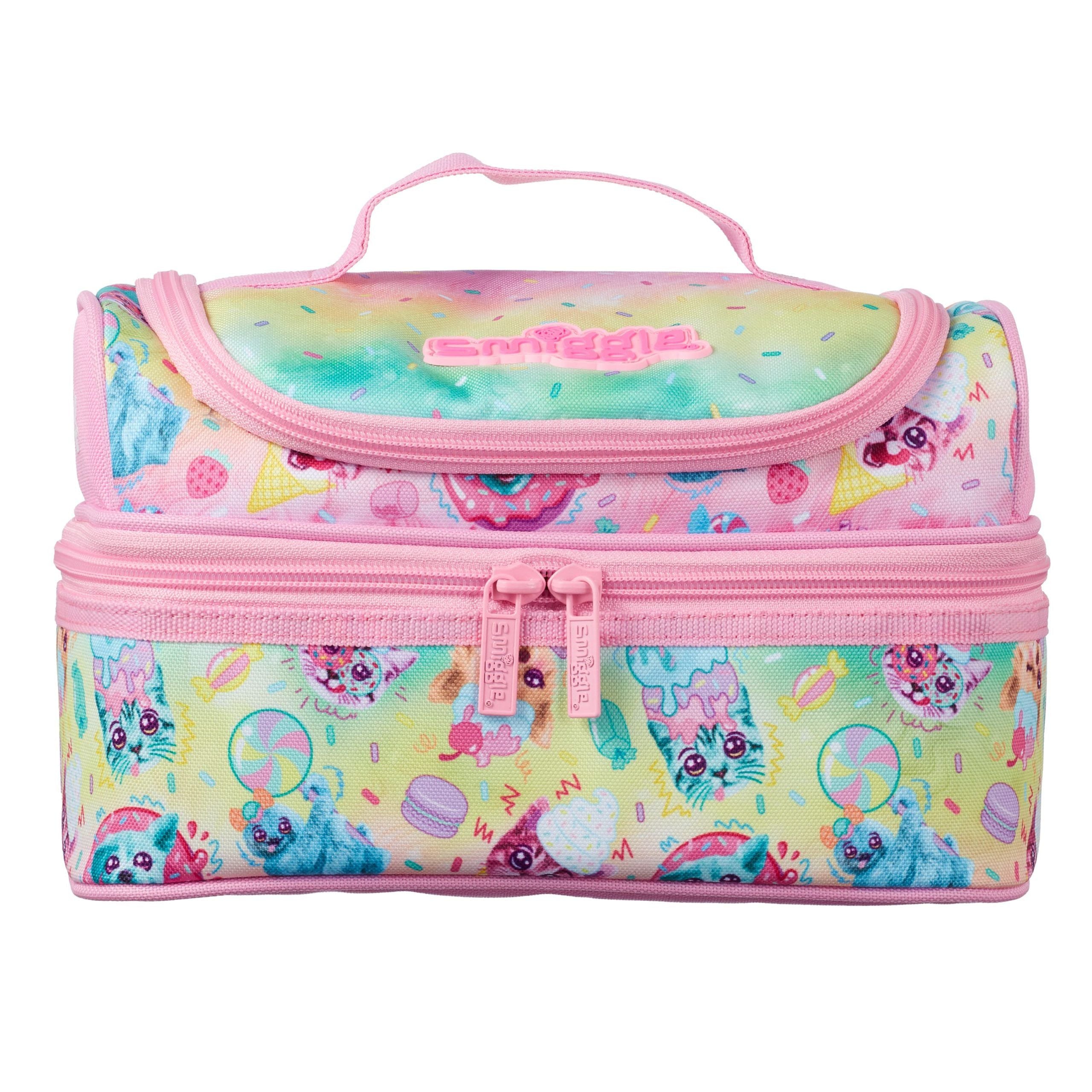 Smiggle - Galaxy Çift Katlı Tatlı Kediler Hayvanlar Beslenme Çantası-Dinossi