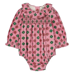 Hello Simone - Almond Ribbed Velvet Ruched Romper | Pink