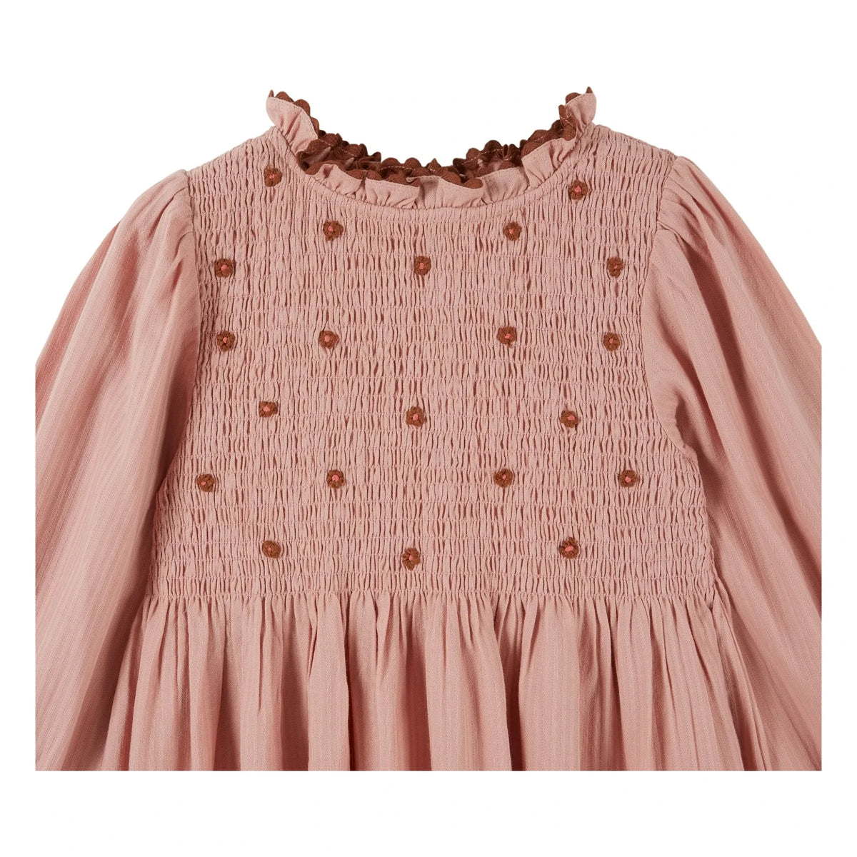 Emile et Ida - Embroidered Gathered Dress | Pink