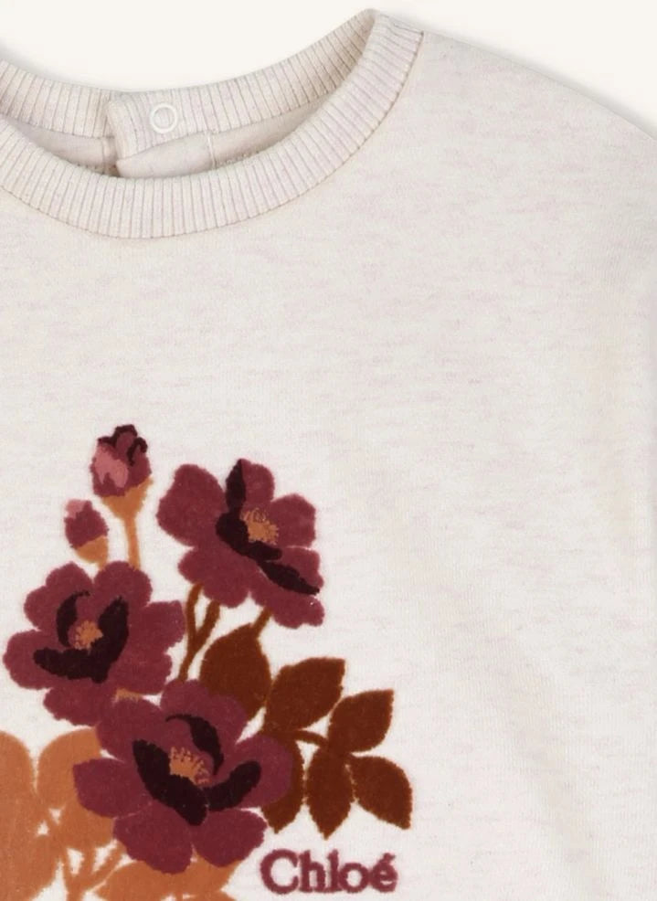 Chloé - Distressed Flowers Organic Cotton Sweatshirt | Ecru
