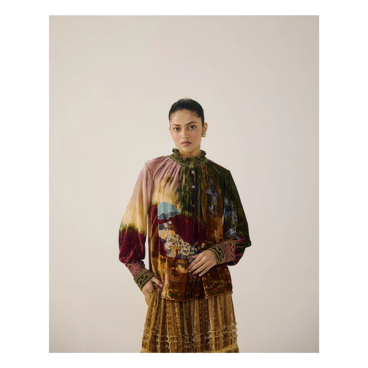 CORD - Farmer Lakeside Velvet Blouse | Burgundy