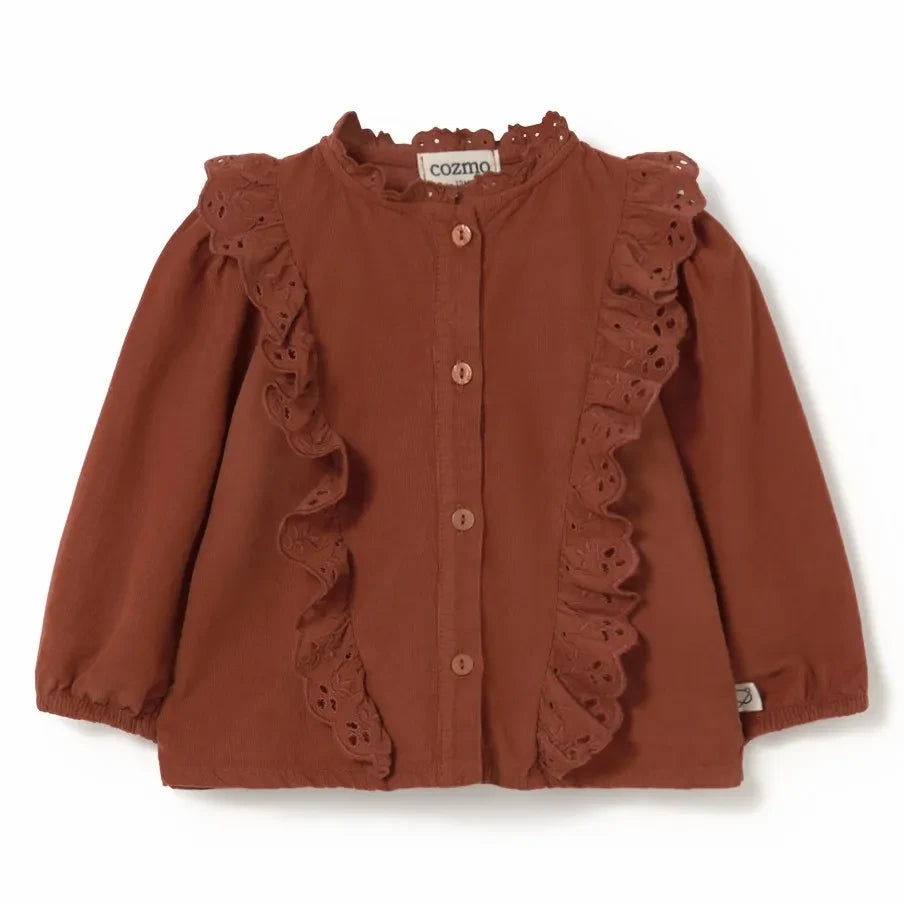 Cozmo - Ruffled Blouse Glory | Dark Red