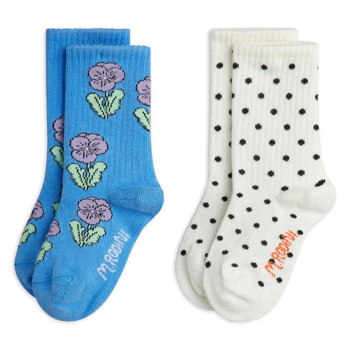 Mini Rodini - 2 Pairs of Organic Cotton Pea Socks | Blue