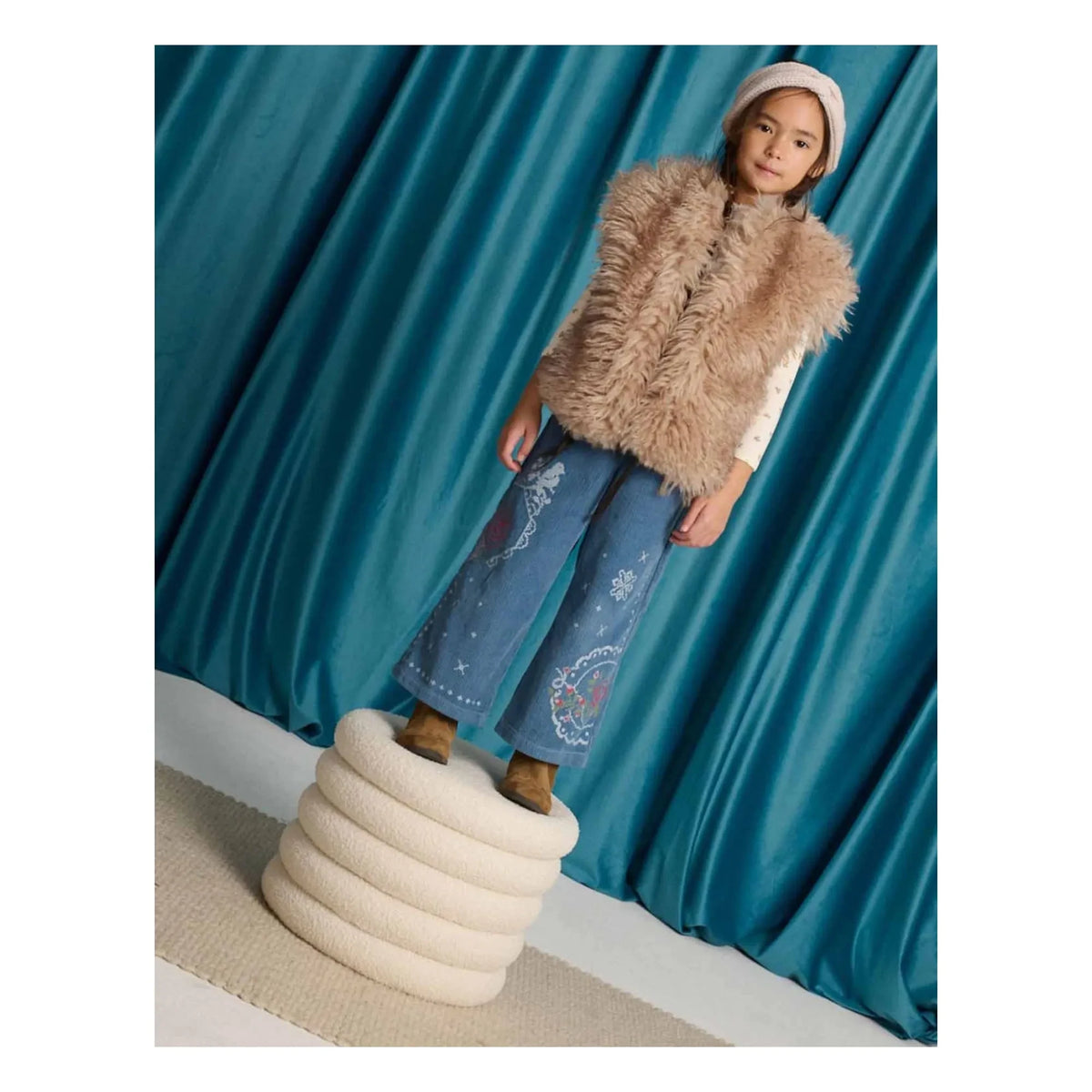 Gingersnaps - Thomasina Sleeveless Faux Fur Jacket | Beige