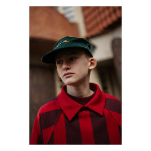 Repose AMS - Striped Organic Cotton Polo Neck Sweatshirt | Red