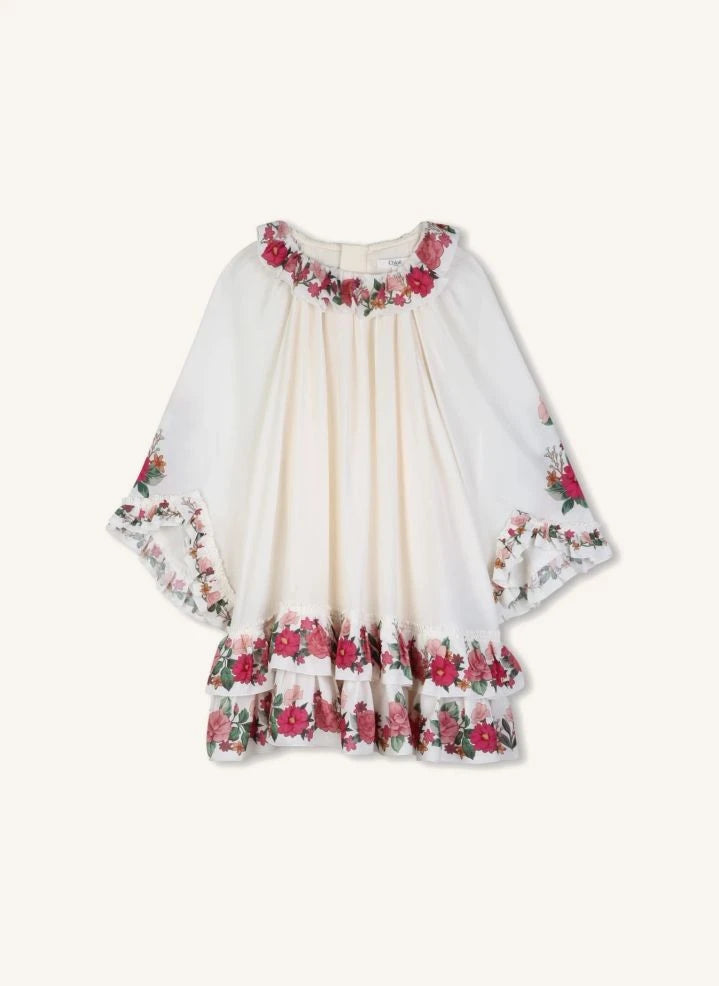 Chloé - Crepe Viscose Silk Floral Dress | Chalk