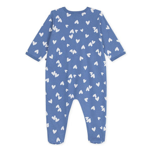 Petit Bateau - Dors Bien Cœurs organic cotton fleece pajamas | Blue
