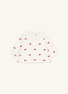 Petit Bateau - Organic Cotton Velour Knotted Blouse | Ecru